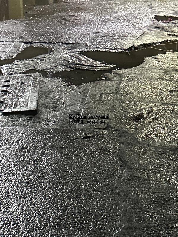 Bad road causing water accumulation